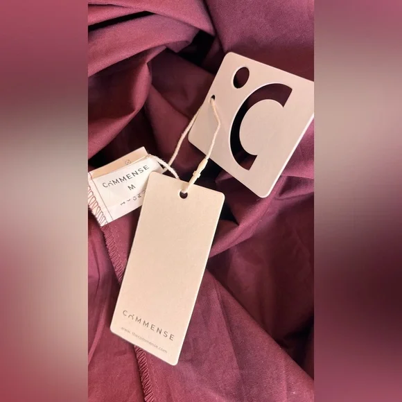 Commense Plain Long Sleeve Pleated Burgundy Dress - Picture 5 of 7